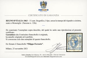 1863 - 15 cent. Litografico, I ... 