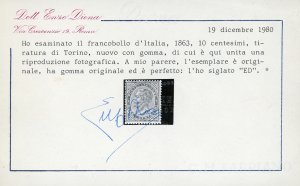 1866 - 10 cent. giallo ocra, De La ... 