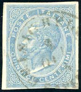 1863 - 15 cent. De La Rue, non dentellato ... 