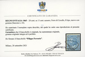 1865 - 20 cent. su 15 cent. Ferro ... 