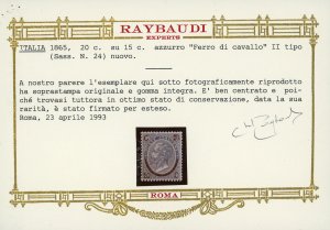 1865 - 20 cent. su 15 cent. Ferro ... 