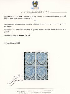 1865 - 20 cent. su 15 cent. Ferro ... 