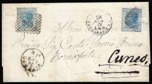 1872 - 20 cent. azzurro, tiratura di Torino ... 