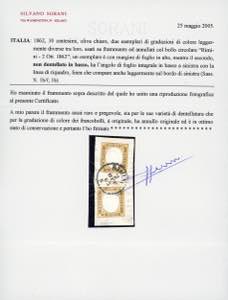 1862 - 10 cent. oliva chiaro, due ... 