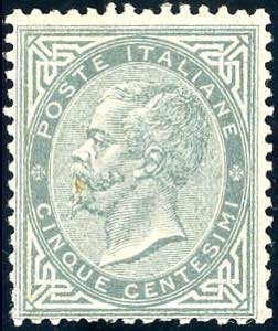 1863 - 5 cent. De La Rue, tiratura di Londra ... 