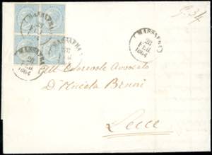 1864 - 15 cent. De La Rue (L18), blocco di ... 