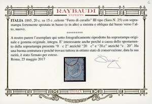 1865 - 20 cent. su 15 cent. Ferro ... 