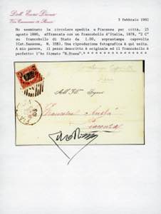 1880 - 2 cent. su 1 lira  Servizio ... 