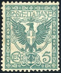 1901 - 5 cent. Floreale (70), nuovo, gomma ... 