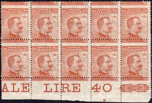 1917 - 20 cent. Michetti, con filigrana, ... 