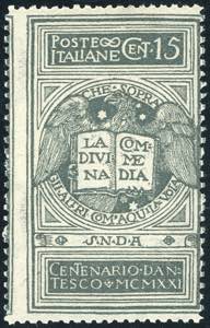 1921 - 15 cent. grigio Dante, non emesso ... 