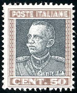 1927 - 50 cent. Parmeggiani, doppia stampa ... 