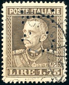 1929 - 1,75 lire bruno, dent. 13 3/4 (242), ... 