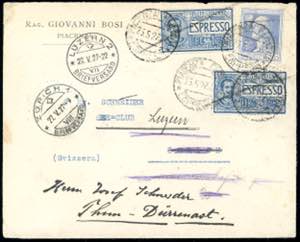 1927 - ITALY/SWITZERLAND - Redirected with ... 
