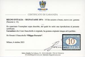 1874 - 10 lire azzurro e bruno ... 