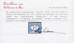 1874 - 10 lire azzurro e bruno ... 