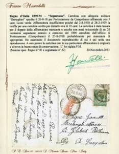 1918 - 20 cent. arancio e carminio ... 