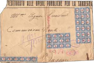 1927 - 2 lire azzurro e carminio, blocco di ... 