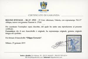 1922 - 25 cent. Vittoria, ... 