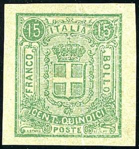 1863 - 15 cent. verde su verdino, non ... 