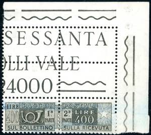 1955 - 400 lire, filigrana stelle IV, carta ... 