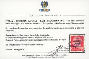 BASE ATLANTICA 1943 - 20 cent. ... 