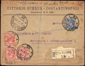 COSTANTINOPOLI 1919 - 10 cent. Leoni, tre ... 