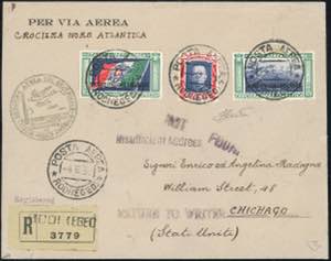 POSTA AEREA 1933 - 5,25  44,75 lire Trittico ... 
