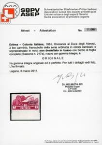 1934 - 2 lire Onoranze al Duca ... 