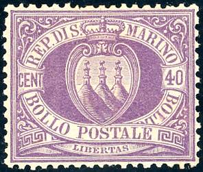 1877 - 40 cent. violetto (7), nuovo, gomma ... 