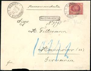 1894 - 1 lira carminio su giallo Stemma ... 