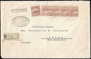 1924 - 50 cent. Veduta (77), striscia di ... 