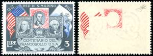 1947 - 3 lire Centenario francobollo Stati ... 