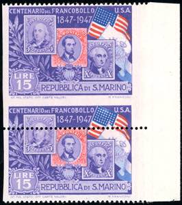 1947 - 15 lire Centenario francobollo Stati ... 