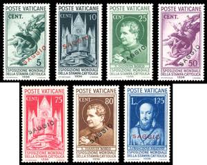 1936 - Stampa Cattolica, sette valori con ... 