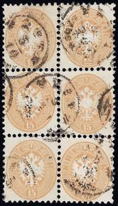 AUSTRIA 1864 - 15 kr. bistro, dent. 9 1/2 ... 