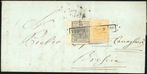1850 - 5 cent. giallo, 10 cent. nero, bordo ... 