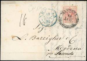 1850 - 15 cent. rosso, I tiratura (3a), ... 