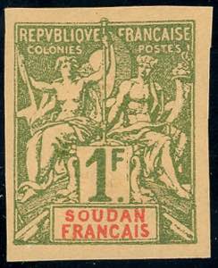SUDAN - COLONIE FRANCESI 1894 - 1 fr. verde ... 
