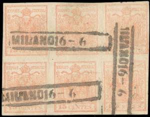1854 - 15 cent. rosa chiaro, carta ... 