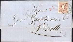 1859 - 10 soldi bruno, I tipo (26), separato ... 