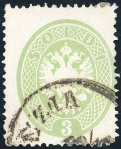 1863 - 3 soldi verde, formato più lungo, ... 