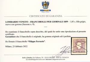 1859 - 1,05 soldi lilla grigio ... 