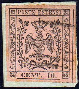 1855 - 10 cent. rosa, punto dopo le cifre ... 