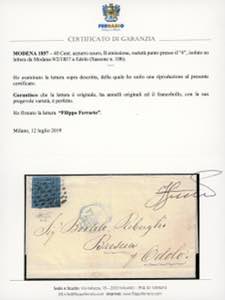 1857 - 40 cent. azzurro scuro, ... 