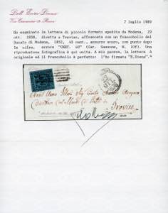 1858 - 40 cent. azzurro scuro, ... 