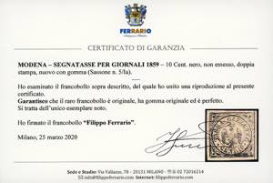 SEGNATASSE PER GIORNALI 1859 - 10 ... 