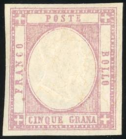 1861 - 5 grana lilla (21c), gomma originale, ... 