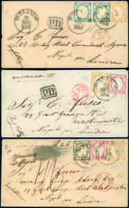 1861 - Bellinsieme di tre lettere da Trani ... 