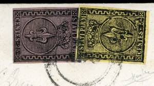 1852 - 25 cent. violetto, 5 cent. ... 